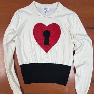 Ivory Keyhole Heart Sweater by Unique Vintage
